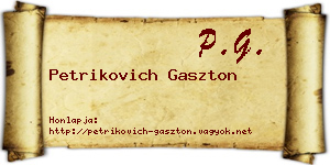 Petrikovich Gaszton névjegykártya